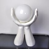 Lampe "Mains" en céramique blanche France 1980