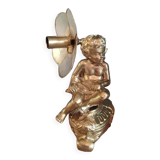 Bedside lamp Angel flower petals mother-of-pearl base alloy cast iron gilded