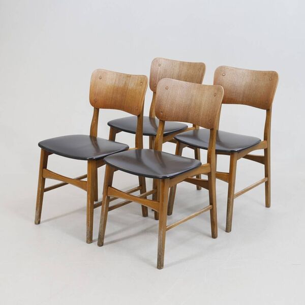 Chaise kofod larsen simili cuir noir pour boltinge stolefabrik 1960 danemark