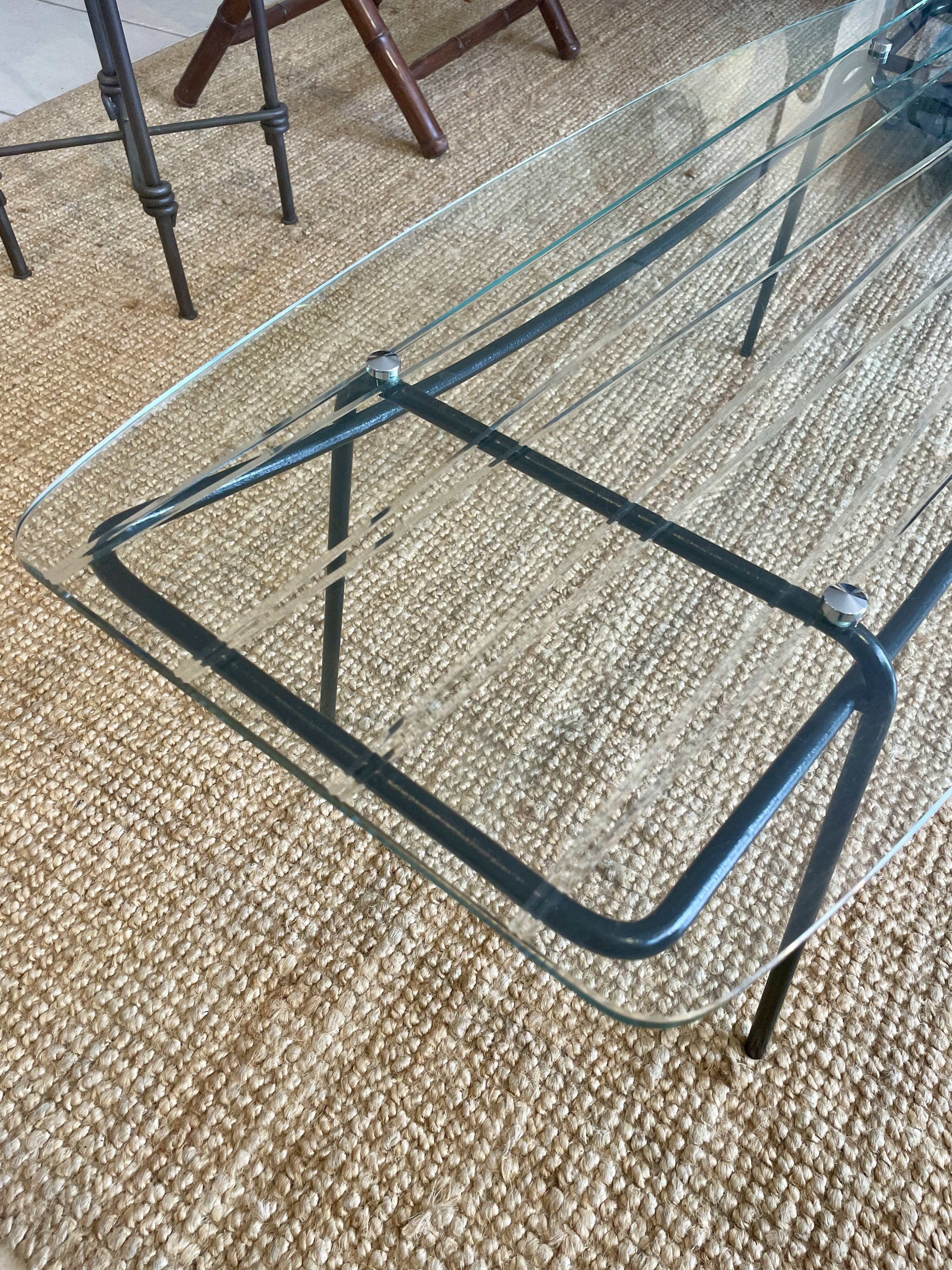 Mid-century glass and metal coffee table - 1950