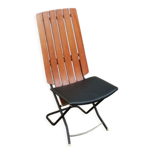 Chaise vintage teck et - skai