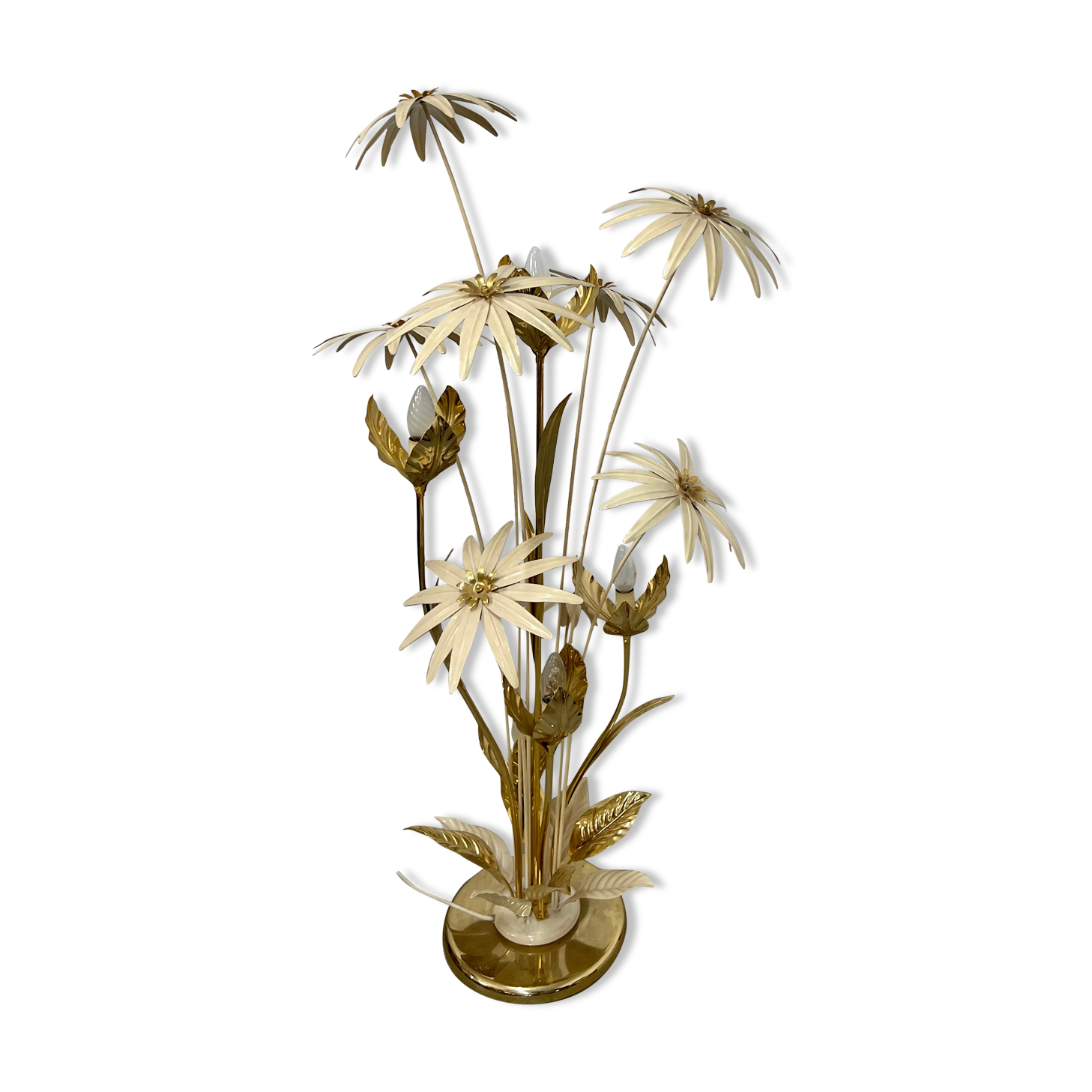 Floor lamp flower metal Design Hans Kögl Scandinavian vintage 5 burners