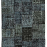 Handmade anatolian vintage 172 cm x 241 cm black patchwork carpet