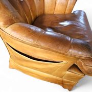 Sheep leather club chair 1970s with magazine holder