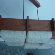 Plafonnier vintage en teck et perspex xl