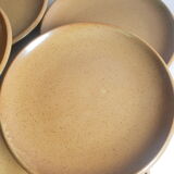 Set of 6 flat plates in Brenne stoneware from France vintage