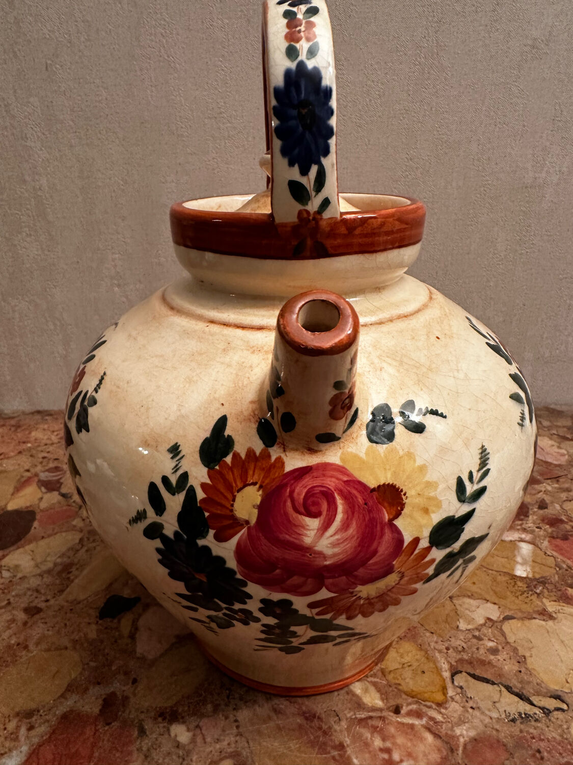 Gargoulette / Jug signed Longchamp - Hand-painted ceramic - Vintage
