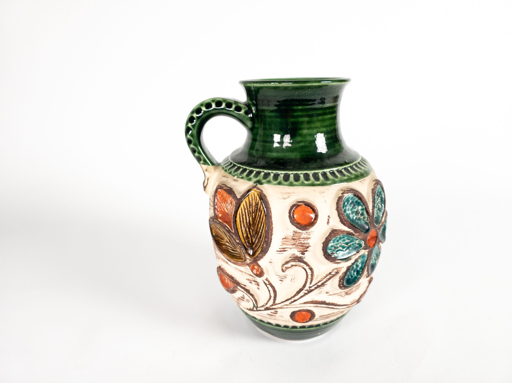 Vase Bay Keramik - modèle 95-25 - W-Allemagne - décor fleurs - 1970's