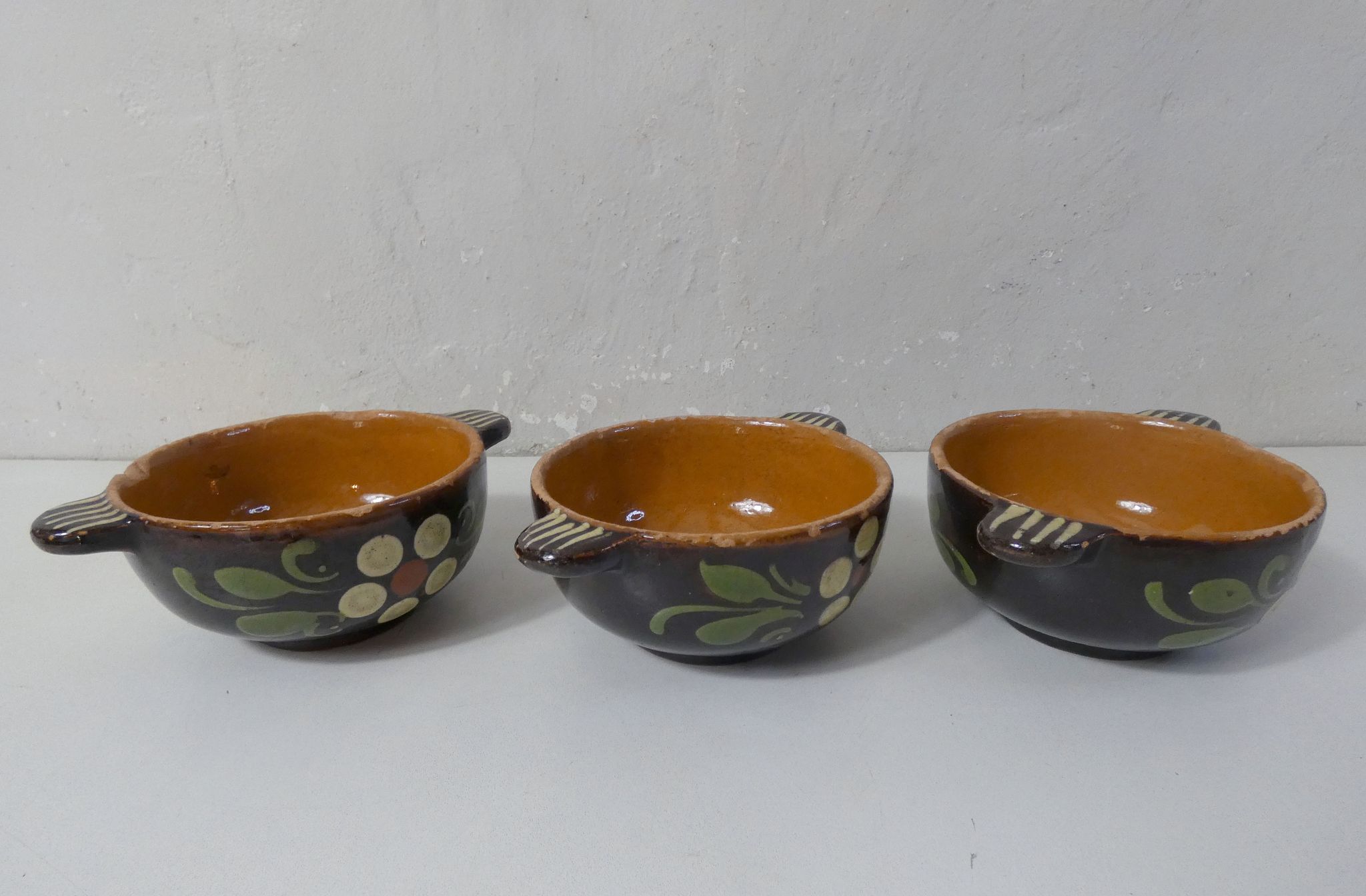 Set of 3 alsatian bowls in glazed terracotta