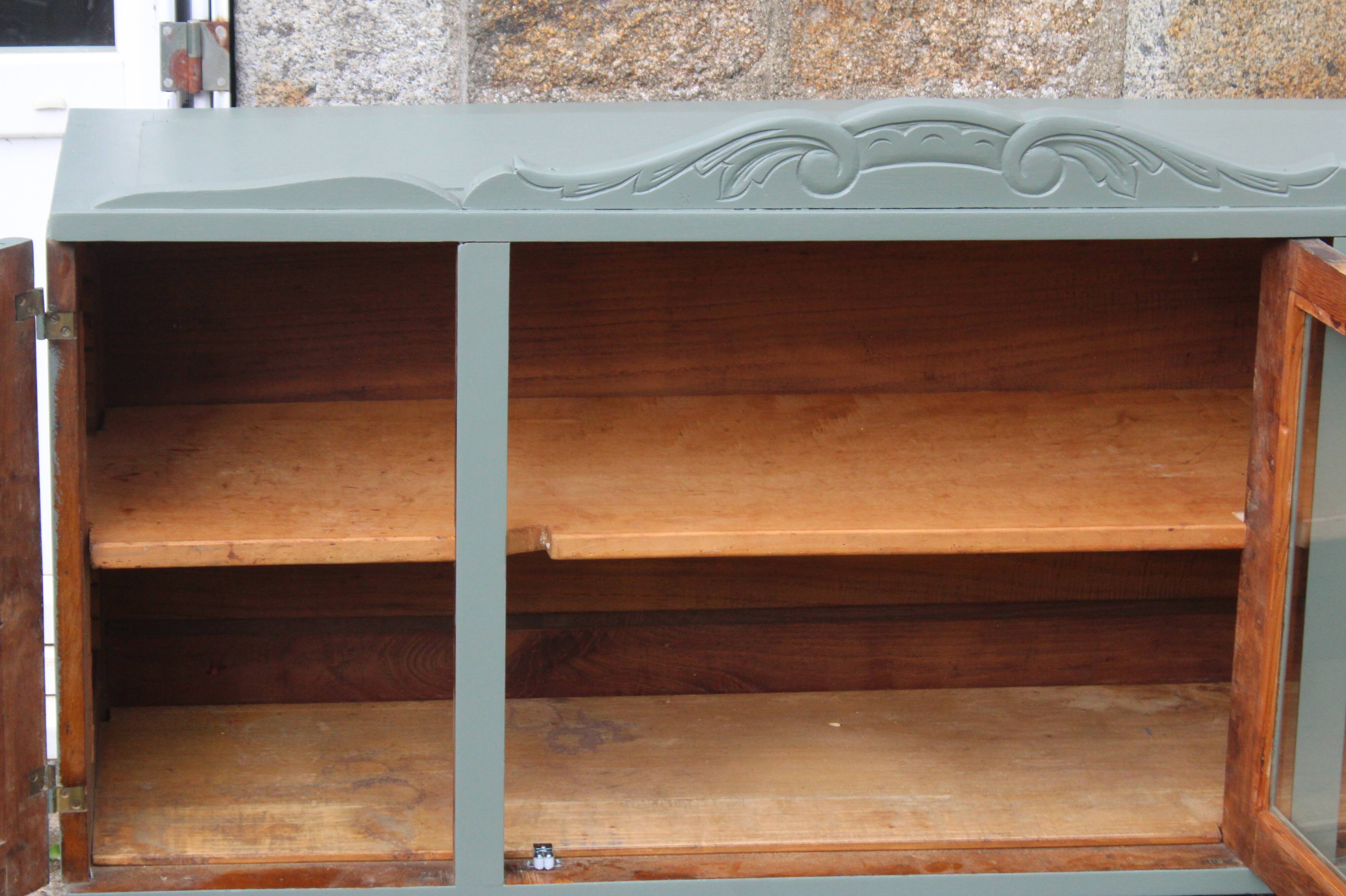 Renovated vintage sideboard with khaki paint – Haussmann chic & bohemian style