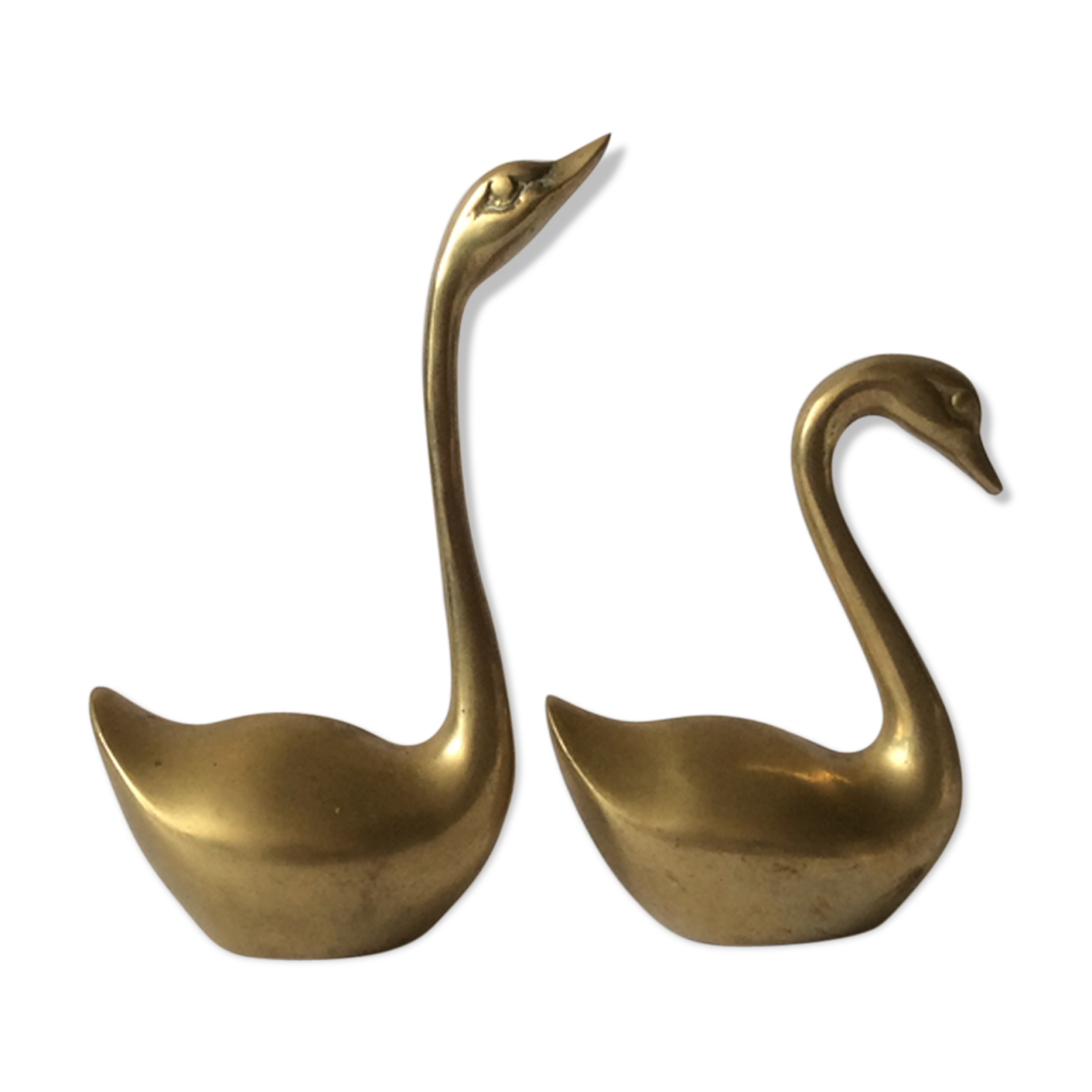 Set of 2 vintage brass swans