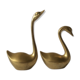 Set of 2 vintage brass swans