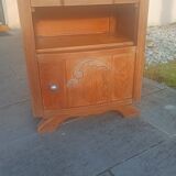 Solid oak bedside table with marble