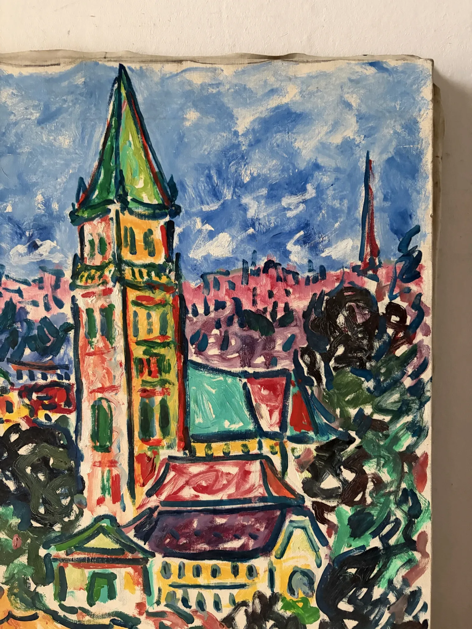 "The church" oil on canvas signed Armand Bouvier