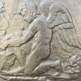 Plaque cheminée fonte ancienne cupidon