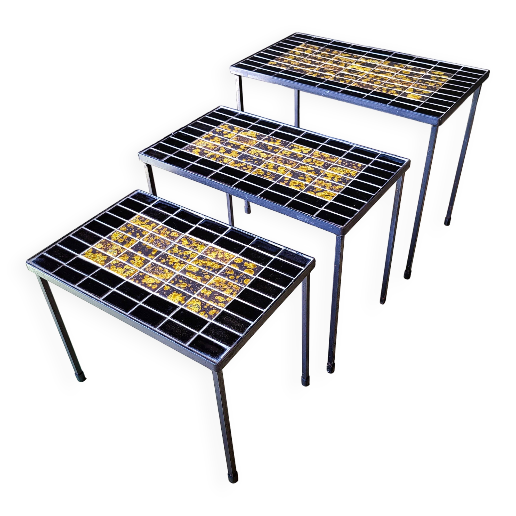 Vintage 70s ceramic nesting tables