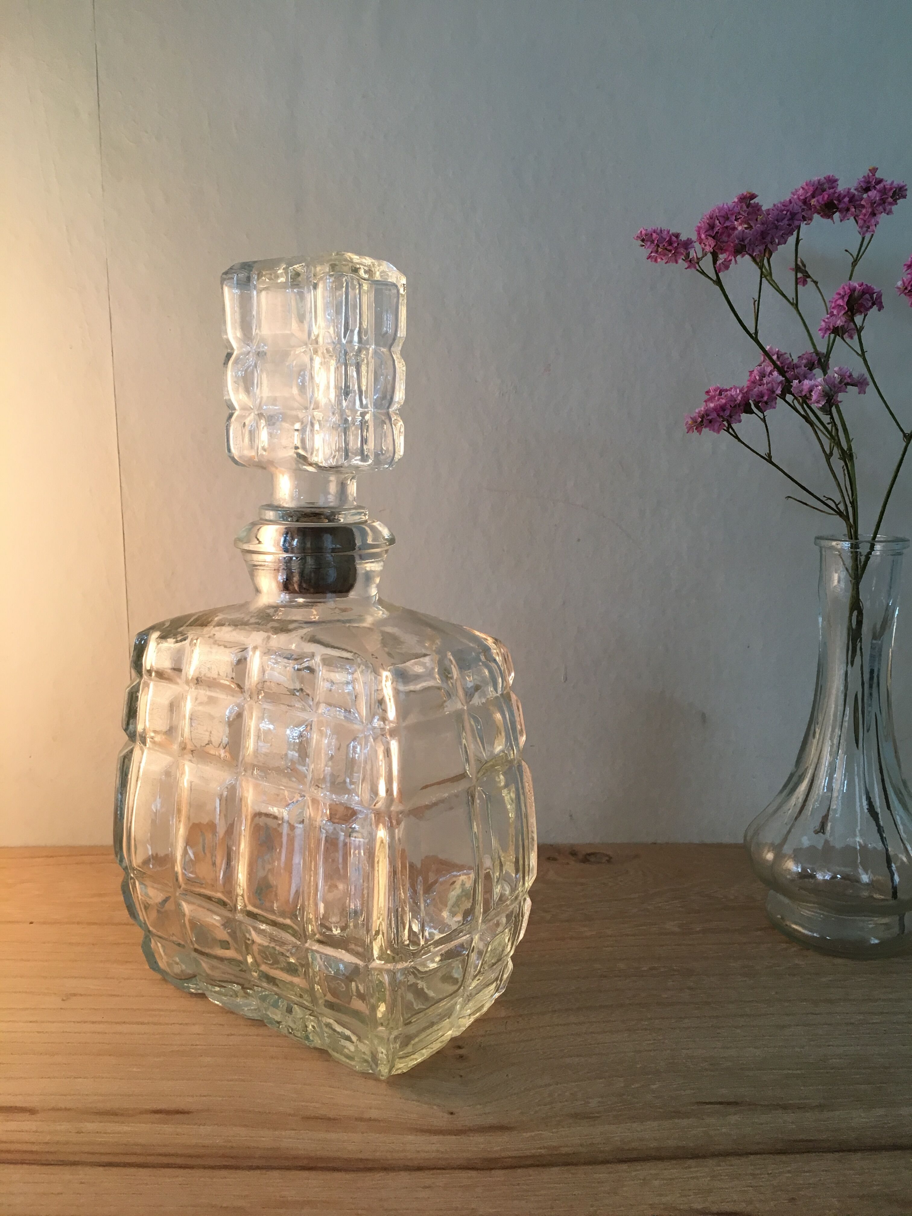 Chiseled glass whiskey carafe