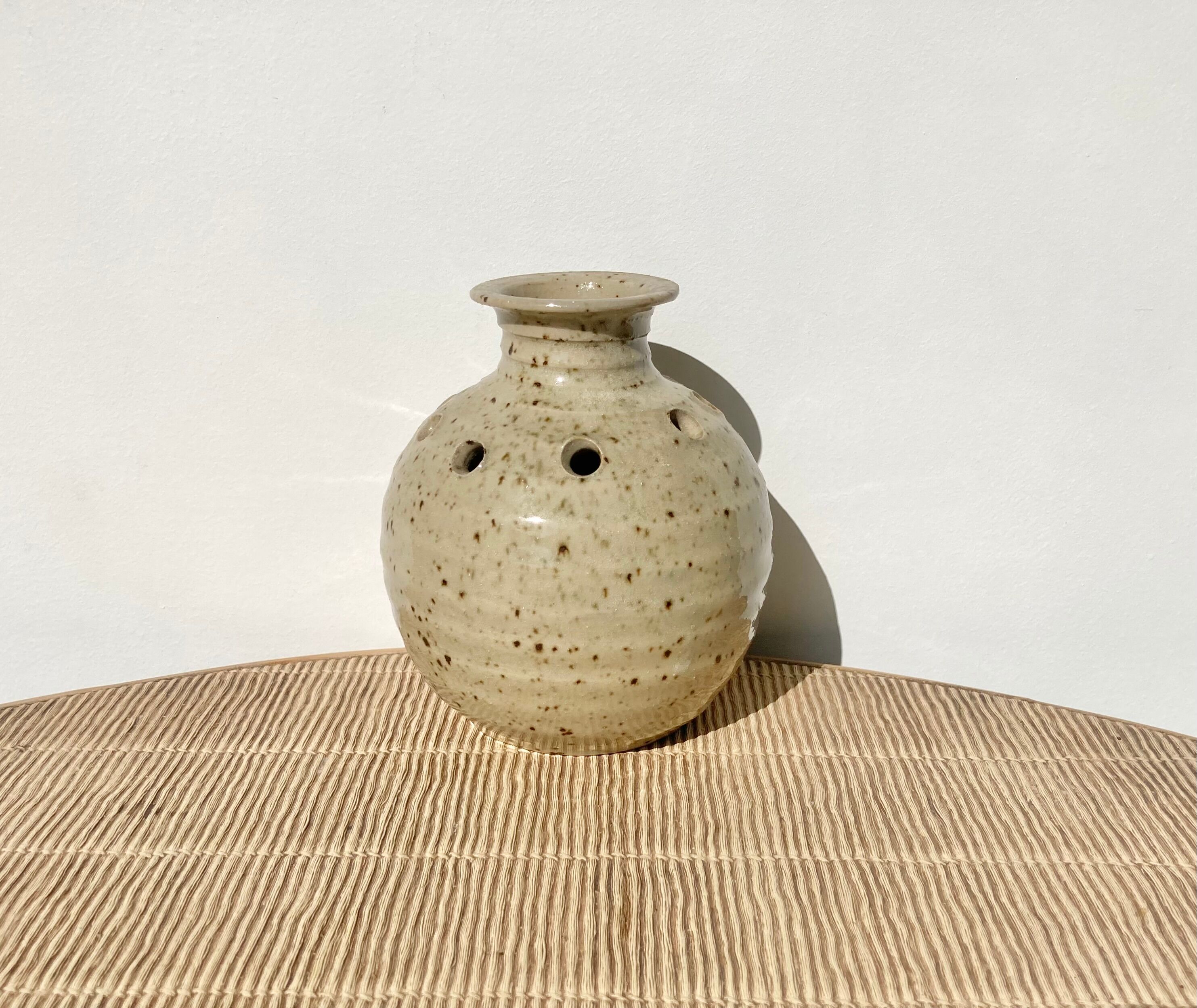 Stoneware flower spike ball vase