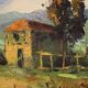 Italian signed painting countryside landscape from 20th century