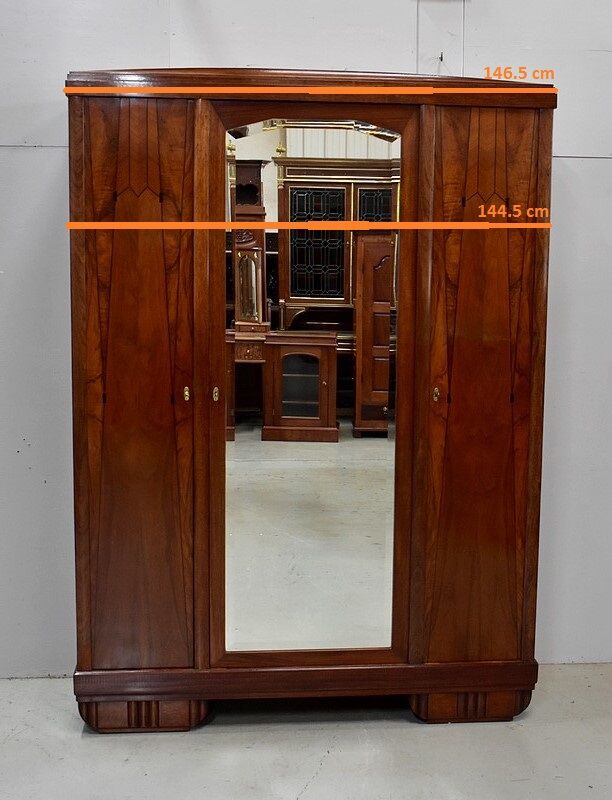 Wardrobe, walnut and mahogany, art deco - 1930 / 1940