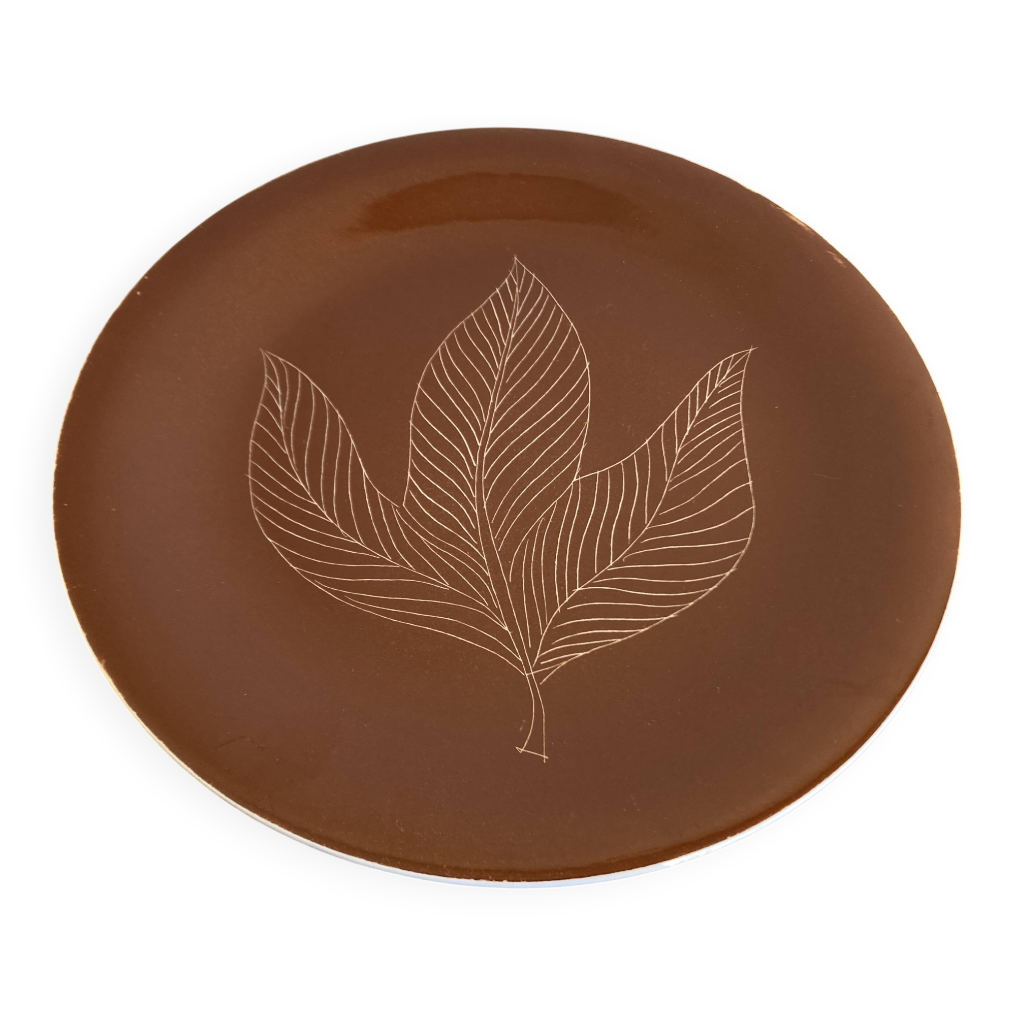 Plate by Robert Picault, modernist, 1960, leaf.