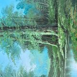 Old signed painting In the Forest