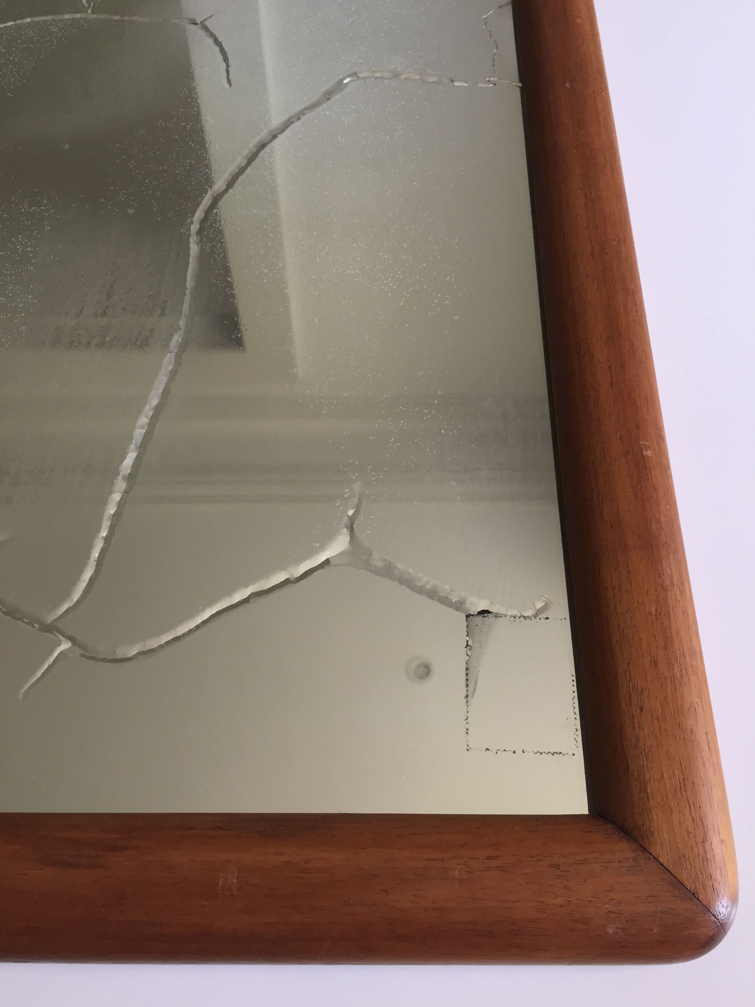 Antique mirror with solid wood frame