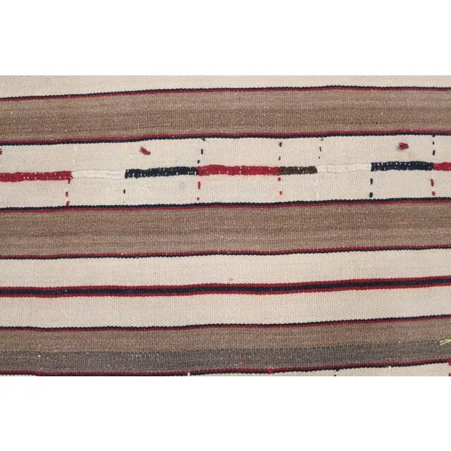 Vintage Turkish Oushak handmade wool cotton brown kilim area rug 166x230