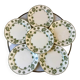 set of 6 flat plates in Digoin Sarreguemines Iron Earth model "Geranium" green late 19th century