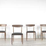 Ensemble de 4 chaises vintage en teck et similicuir. Vintage Moderne / Rétro / Danois