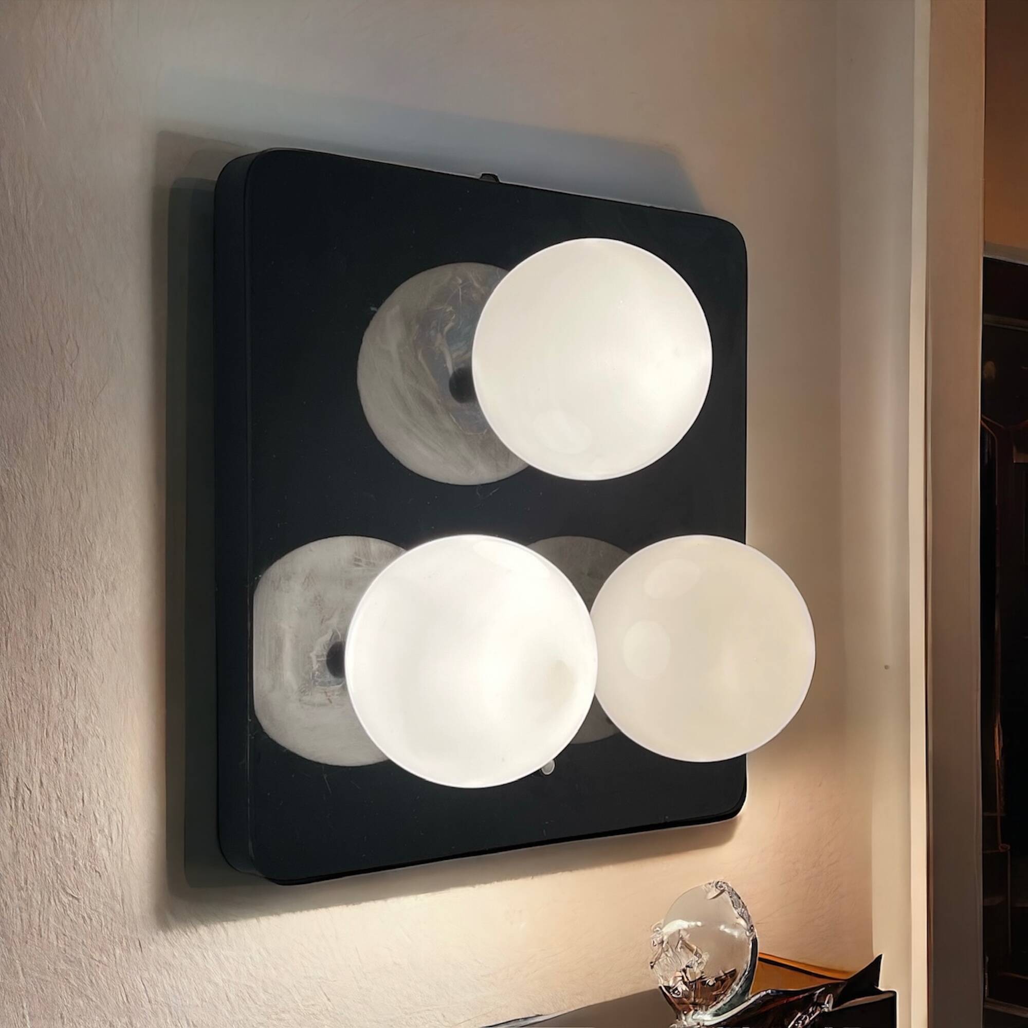 Unique 70s Lamp Wall Panel with Glossy Glass Spheres - Luxury Space Age Lighting