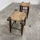 Duo de tabourets 1950 en paille