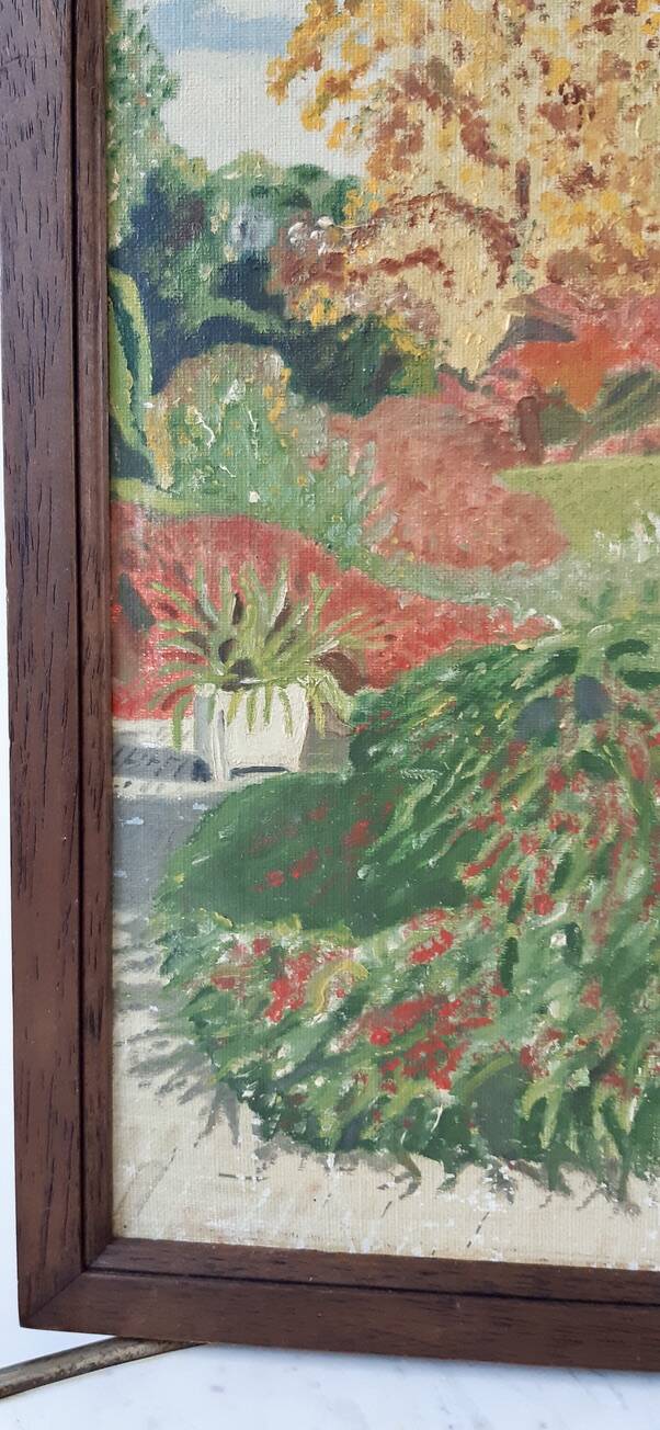 Oil painting on canvas terrace Signed May 1962