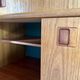 Scandinavian highboard in blonde teak with integrated bar - 60s
