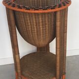 Rattan tripod sewing basket 1960