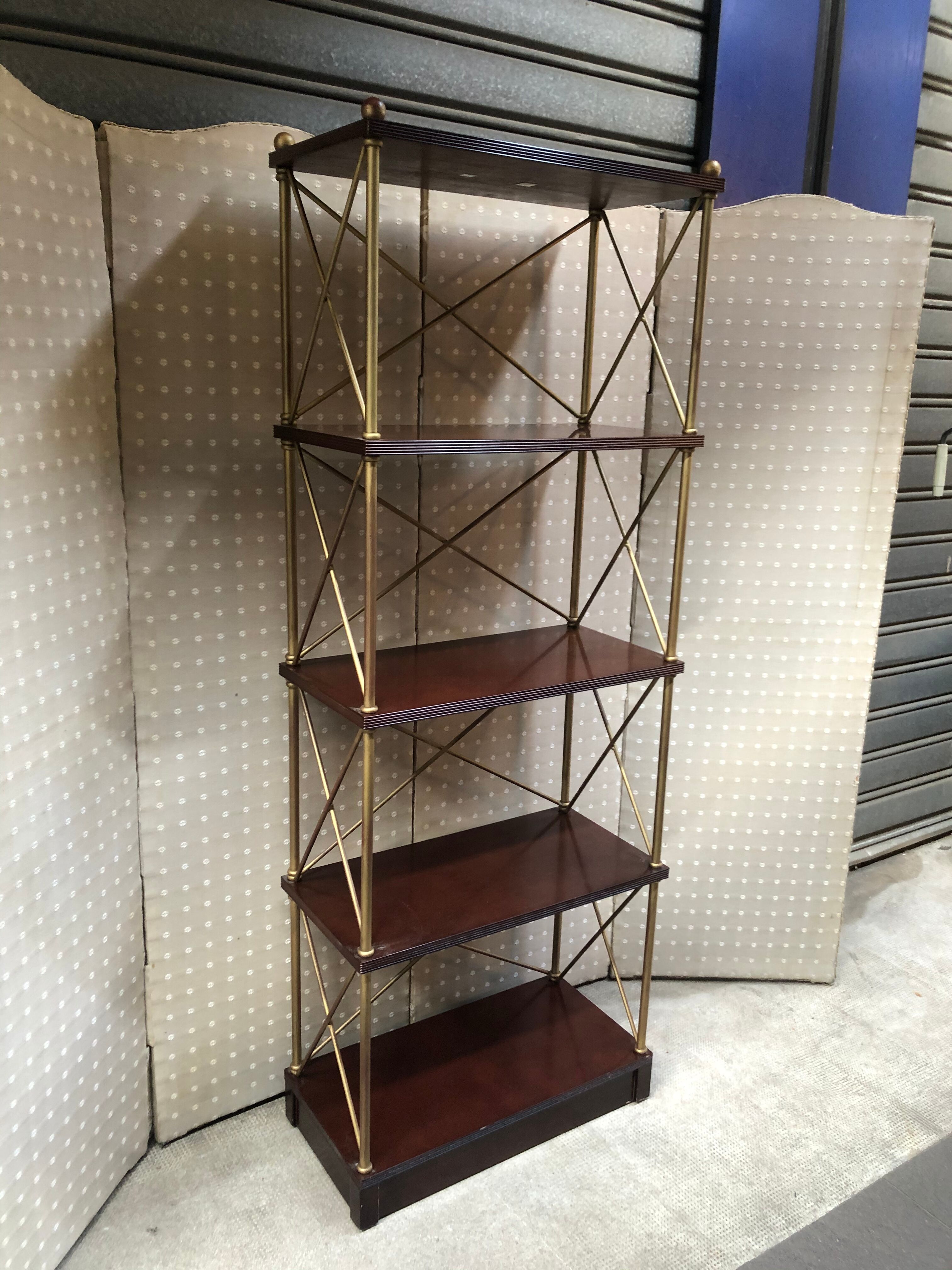 Mahogany and gold metal shelf