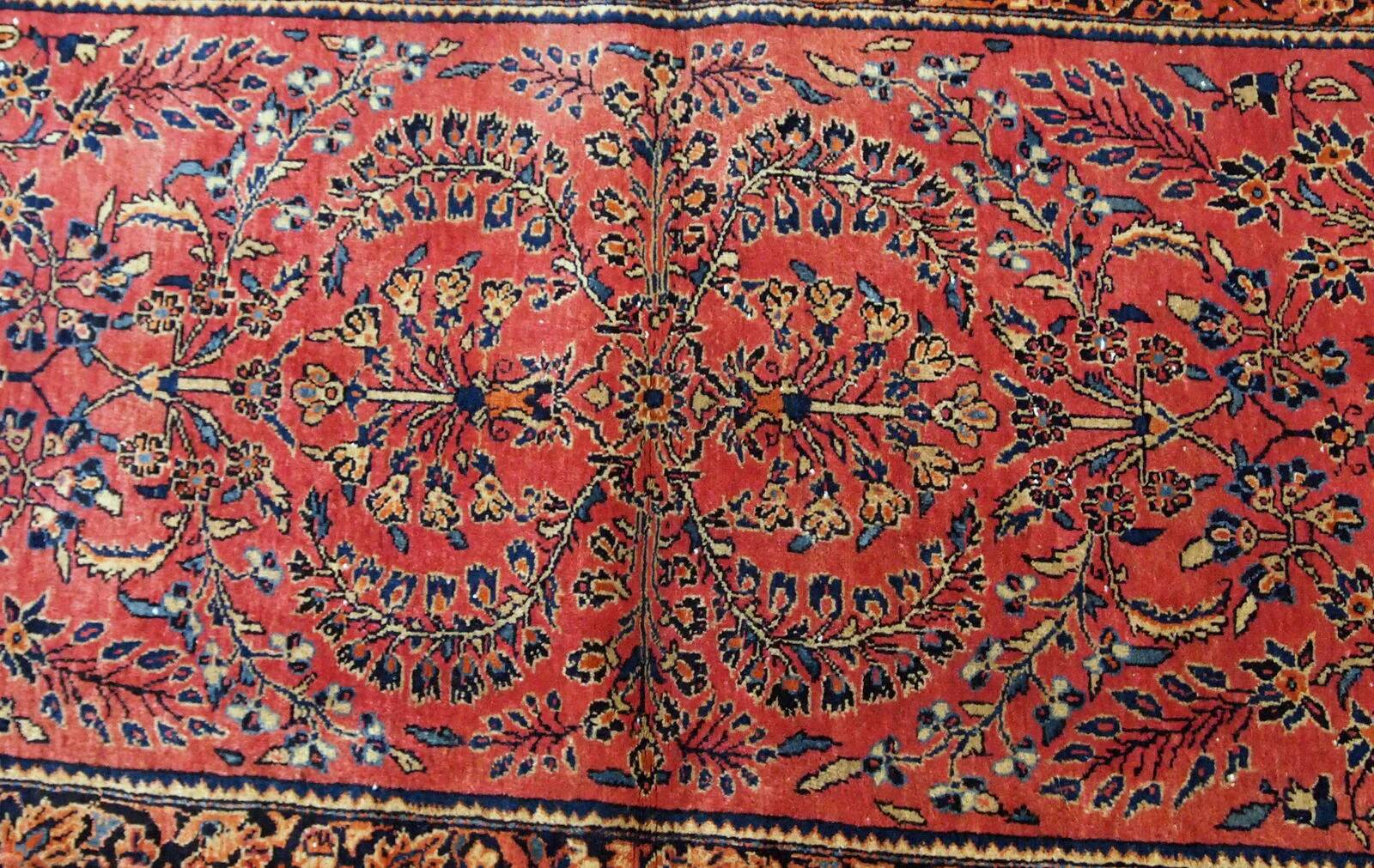 Handmade antique Persian Sarouk runner 3.2' x 7.10' (97cm x 241cm) 1900s - 1B708