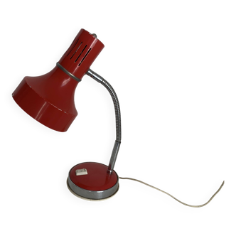 Lampe vintage 1960 bureau Veneta Lumi Italie rouge - 35 cm