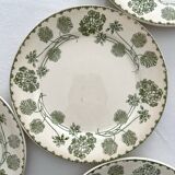 4 assiettes à dessert terre de fer « Géranium » Sarreguemines