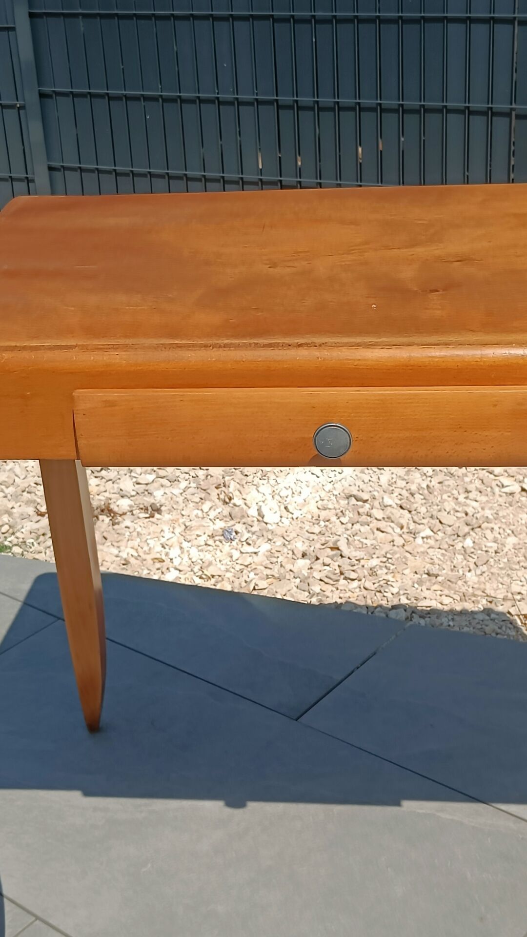 Vintage Scandinavian-style wooden table with drawer, 1950s-60s.