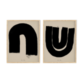 Ensemble encadré de deux impressions giclées abstraites, 50x70