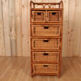 Tree on feet with rattan and bamboo drawers