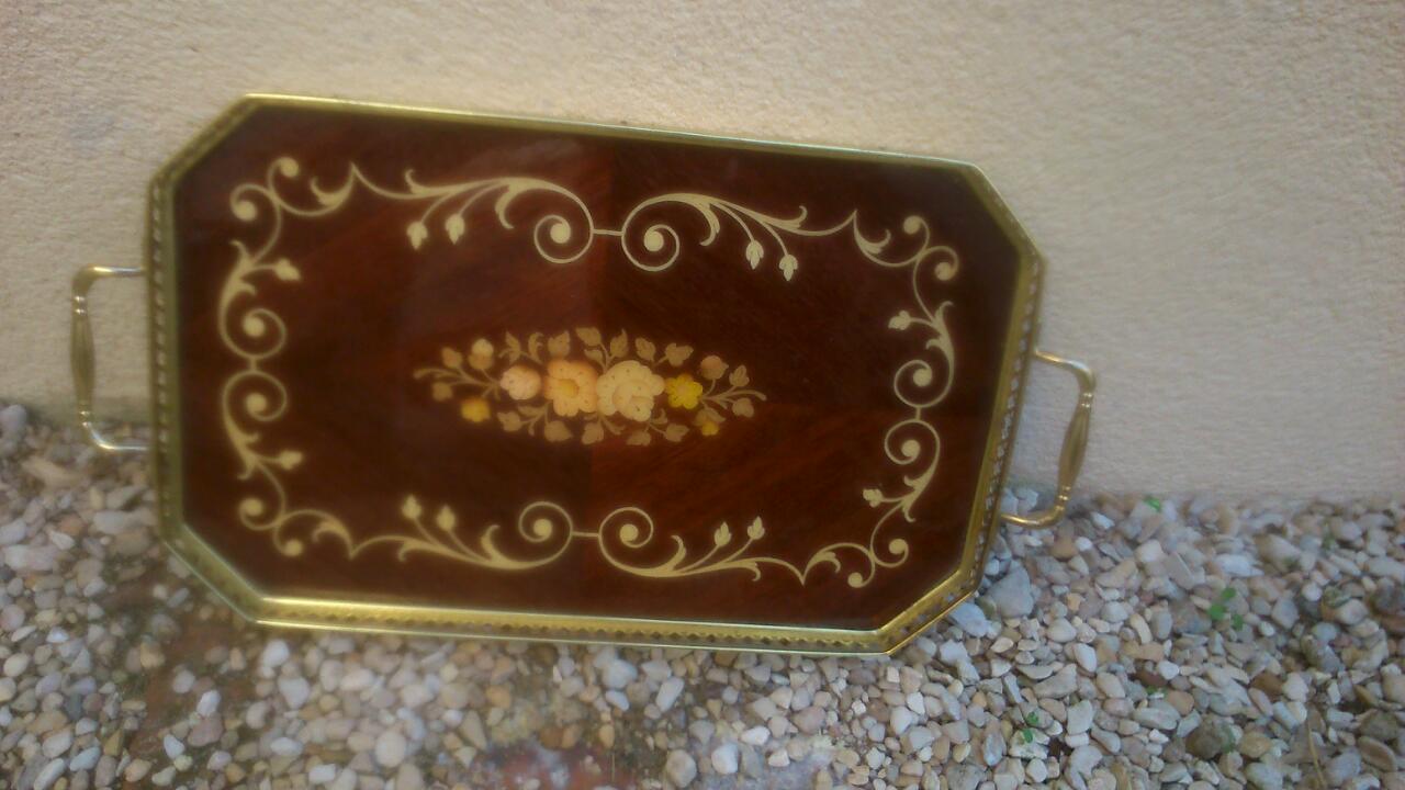 Italian marquetry and brass tray
