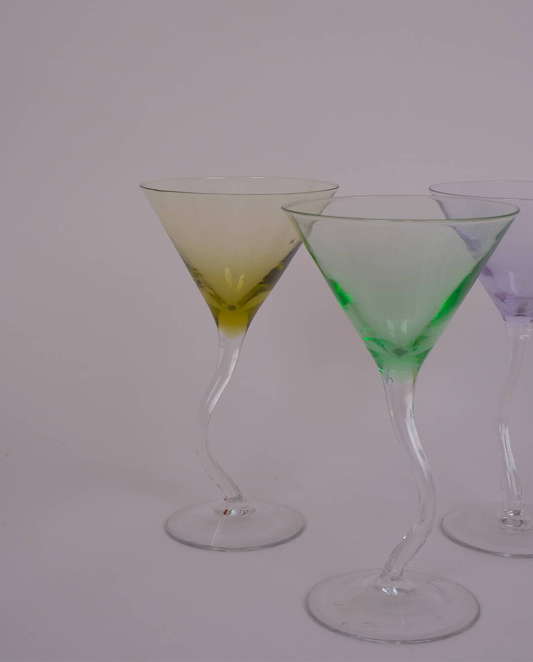 Tinted glass martini glasses x5