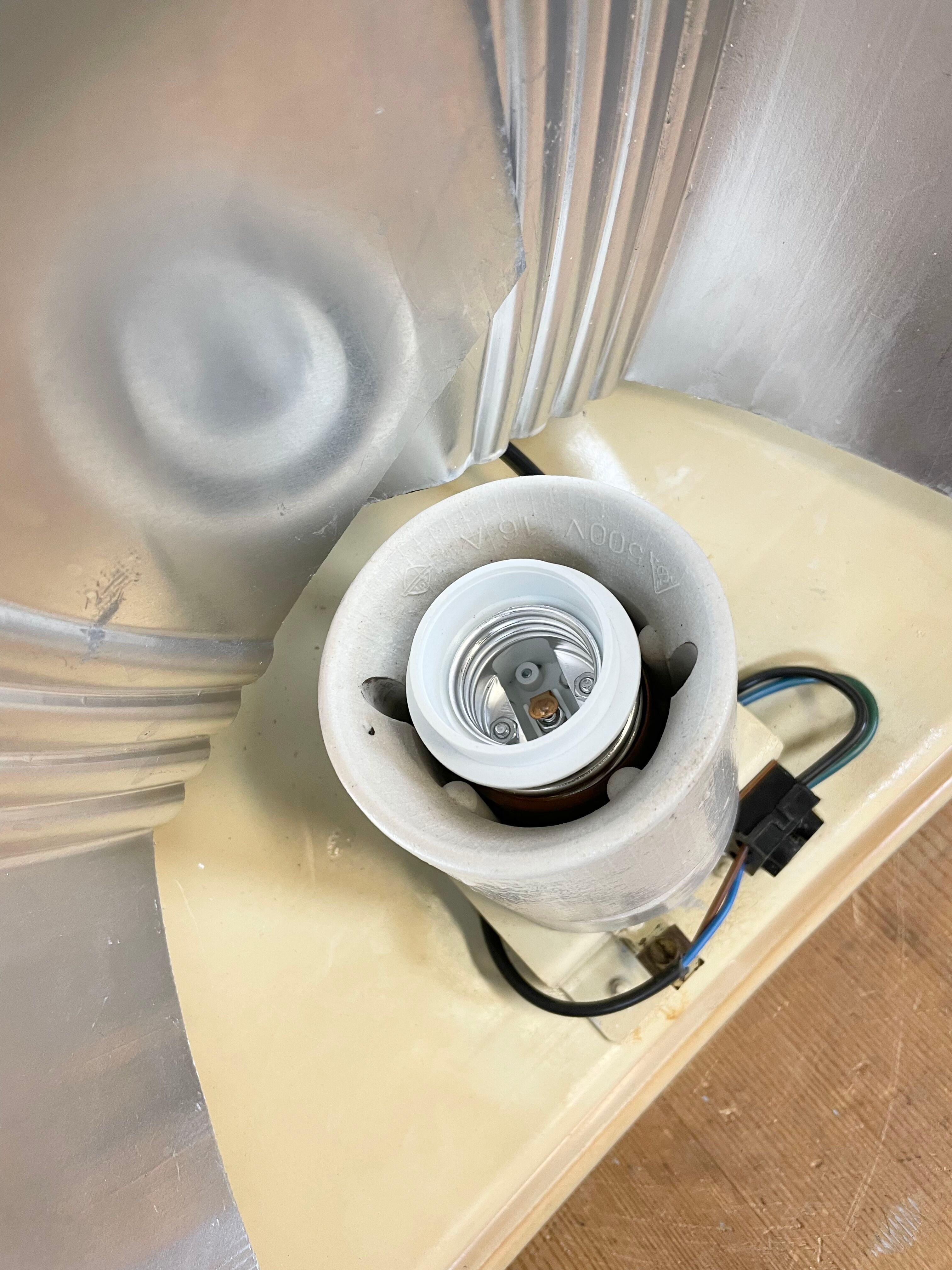 Grey Industrial Pendant Lamp with Clear Glass Cover, 1970s