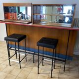 Vintage teak and formica bar with stool
