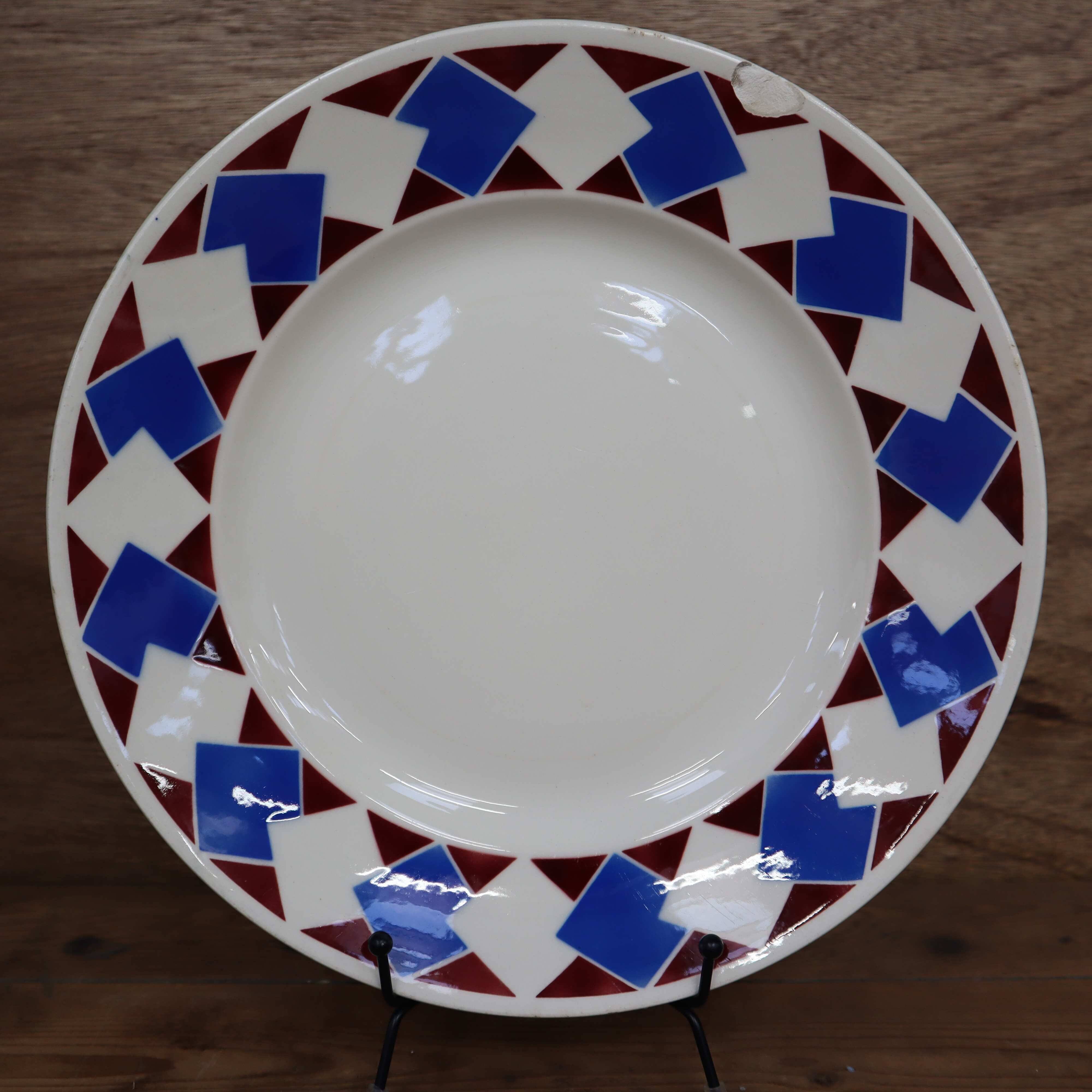 Geometric shaped earthenware dish, old KG Lunéville "kémor"