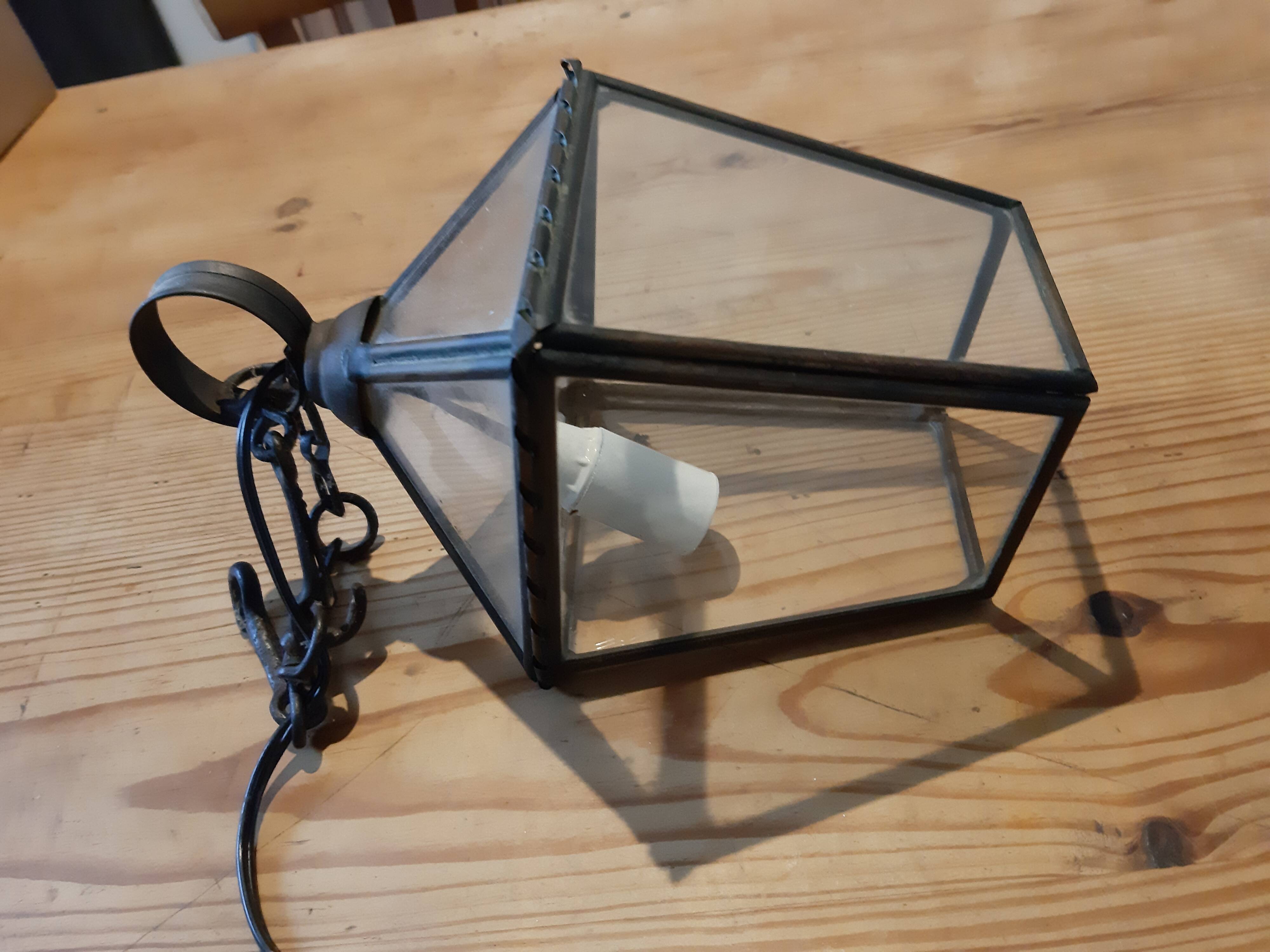 Brass and glass hanging lamp