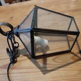 Brass and glass hanging lamp