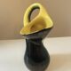 Vintage 1950s black and yellow ceramic vase in the Vallauris style